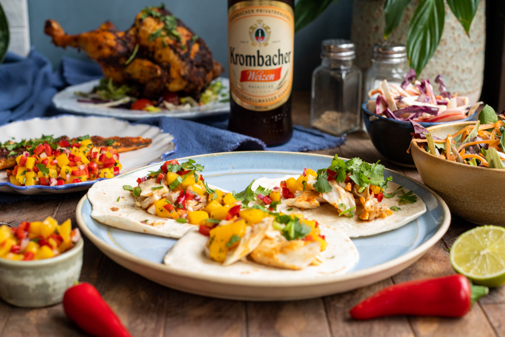 Krombacher Weizen with Fish Tacos Krombacher Weizen with Fish Tacos